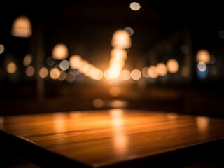 Cozy Corner Empty Wooden Table in Cafe with Soft Vignette & Warm Bokeh | Inviting Eatery Interior