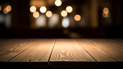 Cozy Corner Empty Wooden Table in Cafe with Soft Vignette & Warm Bokeh | Inviting Eatery Interior