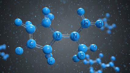 3D Rendered Molecular Structure with Blue Atoms and Transparent Bonds