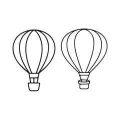 Obraz premium A simple black and white illustration depicting two hot air balloons side by side showcasing a classic design