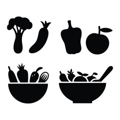 Healthy Food Vector, Silhouette, Illustration