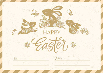 Elegant Gold Easter Gift Tag with Doves and Decorative Elements