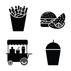 Street Food Vector, Silhouette, Illustration