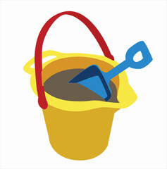 bucket of soil on the beach