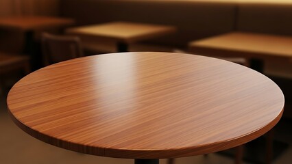 Top Down Empty Round Wooden Cafe Table | Clean Overhead View for Product Mockups or Copy Space