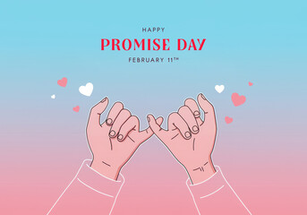 Gradient Background with Pinky Swear Hands and Floating Hearts promise day february 11