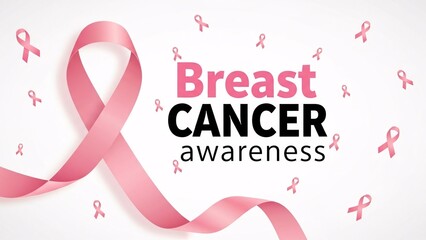 Breast cancer awareness ribbon and text graphic