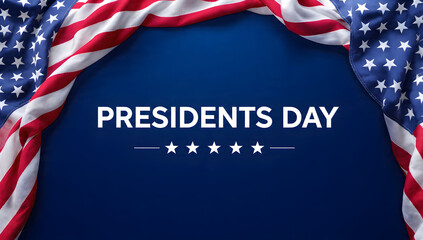 Presidents Day Patriotic Background with American Flag and Copy Space