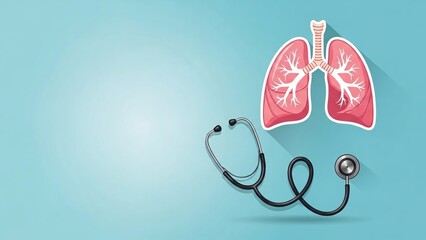Medical illustration of lungs and stethoscope