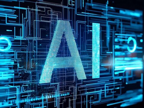 AI digital graphic with blue light