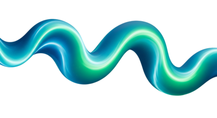 Abstract Fluid Wave Ribbon in Vibrant Blue and Teal Gradient 3D Rendering Isolated on White