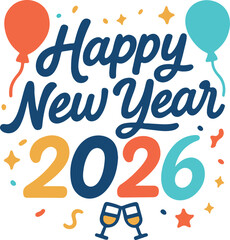 typography design for new year 2026 . t shirt design