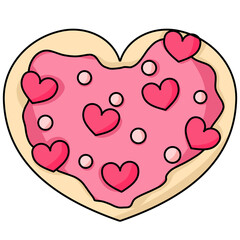  Heart-shaped cookies cartoon for Valentine's Day.