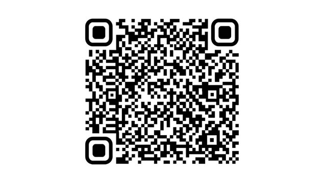 A black and white qr code on a plain white background - Powered by Adobe