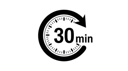 Timer icon in minimalist design with bold black color on white background for time management