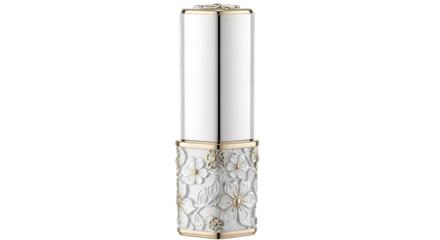 “Elegant Gold-Accent Perfume Bottle: Luxe White and Gold Design on White Background”

