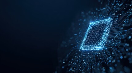 A futuristic, luminescent digital circuit, symbolizing technological advancement and connectivity, is illuminated on a dark background.  ..Created with Generative AI, not depicting real subjects.