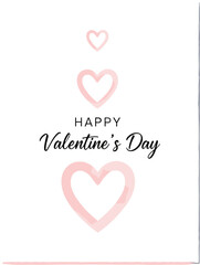 Happy Valentine&rsquo;s Day vertical minimalist greeting with soft pink hearts, elegant script typography and clean romantic layout