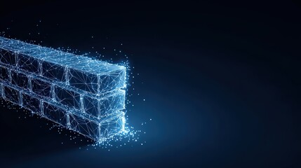 A Digital Barrier. A digitally rendered illustration of a sturdy brick wall emerges, its form constructed from interconnected data points. ..Created with Generative AI, not depicting real subjects.