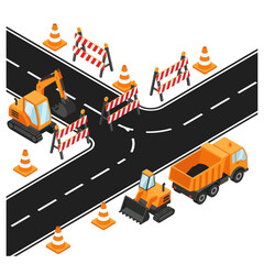 Road Construction with Excavator and Machinery.