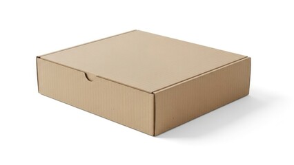 Isolated brown corrugated cardboard box on a white background with a subtle shadow. Versatile for packaging, delivery, and storage themes.