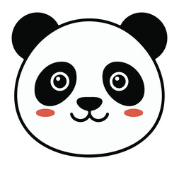 Fototapeta premium Smiling Panda Face Isolated on White Background