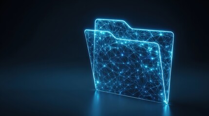 Digital illuminated file folders representing the concept of data storage and information organization. ..Created with Generative AI, not depicting real subjects.