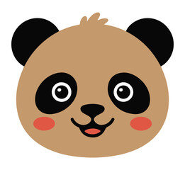 Fototapeta premium Smiling Panda Face with Blush on White Background