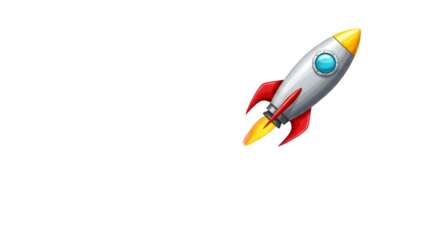 “Rocket Icon: Sleek Emoji-Style Rocket on White Background”

