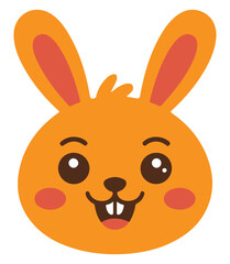 Fototapeta premium Smiling Orange Bunny Face with Big Ears Isolated on White