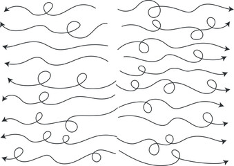 A collection of artistic, simple, and elegant abstract lines arranged in a visually pleasing manner. Some lines feature swirls and arrows, enhancing the overall dynamic composition
