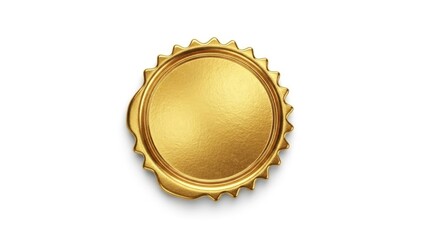 Shiny blank gold award medal with a wavy border, isolated on white. Ideal for custom text, logos, or premium design.