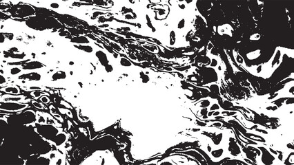 Organic Black and White Marble Ink Texture with Fluid Monoprint Swirls and Distressed Liquid Pattern