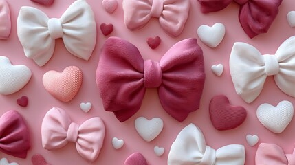 Colorful bows and hearts create a festive scene for Valentine's Day celebrations and expressions of love