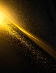Radiant golden light streaks diagonally across a dark backdrop with flecks