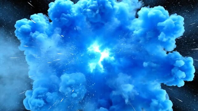 Stunning Blue Explosion in Dark Space - A Visual Spectacle.