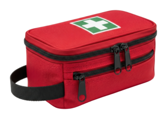 Emergency action first aid kit home medical supplies isolated on transparent background