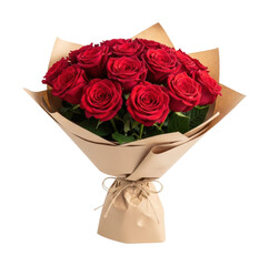 Elegant red roses bouquet floral arrangement aesthetic isolated on transparent background