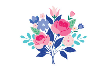 Watercolor cornflower branch vector illustration isolated on white background