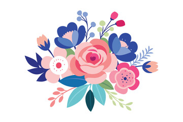 Watercolor cornflower branch vector illustration isolated on white background