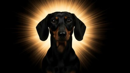 Dachshund dog with sunburst effect.