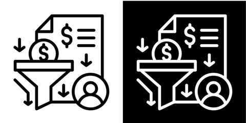 Sales Pipeline Iconset White Style Collection