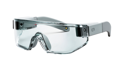 Sleek futuristic smart glasses with integrated augmented reality capabilities for advanced wearable technology and digital vision showcasing innovation and modern communication solutions