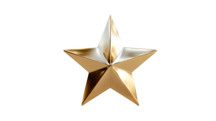 A shimmering golden five pointed star symbolizing success and excellence, perfect for awards presentations, achievement recognition, premium product promotions, or celebratory event