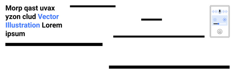 Smart home, technology, user interface, remote control, climate regulation, digital devices. Minimalist design showing a remote air conditioner control interface. Smart home and technology focus