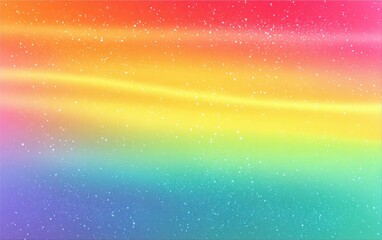 Vibrant Rainbow Gradient Background with Shimmering White Particles and Ethereal Light Streaks