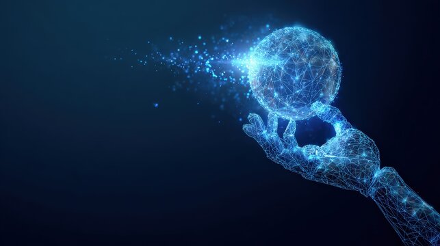 An ethereal digital hand delicately cradles a luminous globe, representing the interconnected world of technology and data. ..Created with Generative AI, not depicting real subjects. - Powered by Adobe