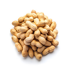 clean peeled peanuts on isolated white background