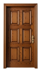 Fototapeta premium Elegant wooden door design home interior cozy atmosphere front view isolated on transparent background