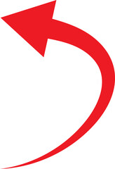 Graphic illustration of a red curved arrow pointing upwards